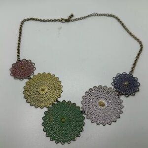 Boho pastel metal lace dolly necklace